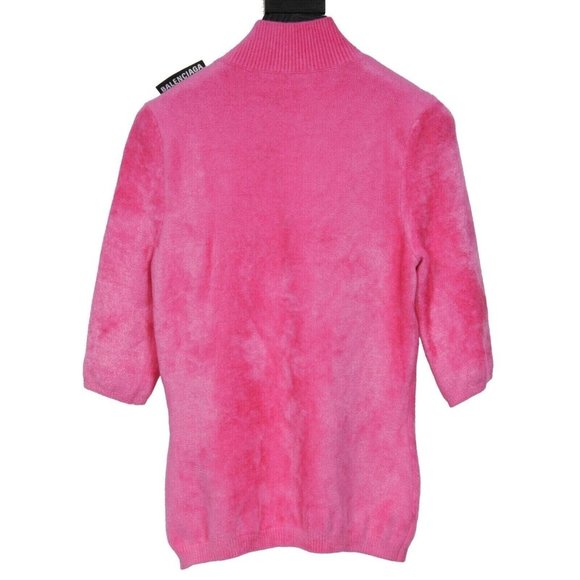 Balenciaga Sweaters - Balenciaga Women Turtleneck Sweater Shirt Small Pink Velvet Short Sleeve Stretch